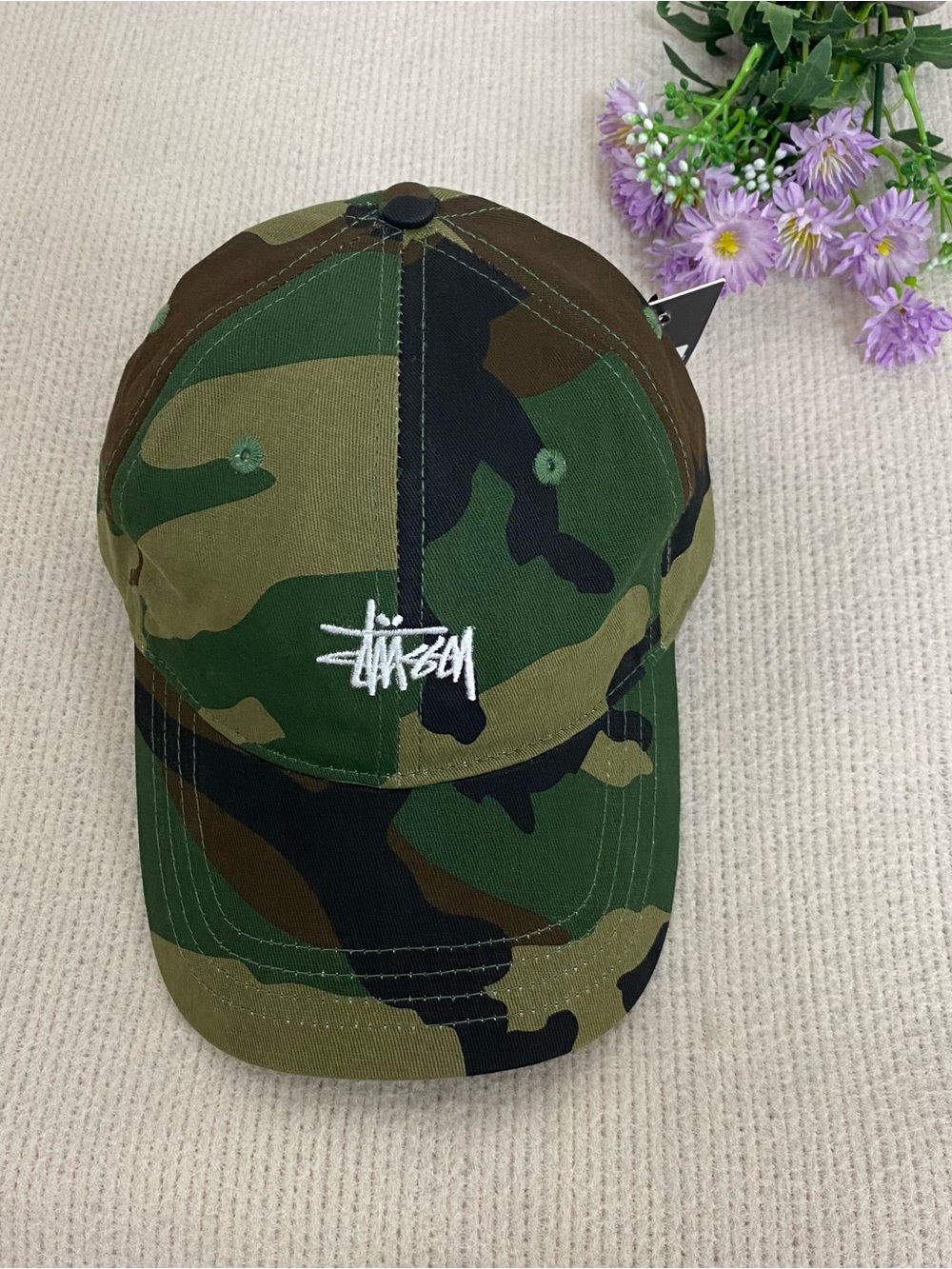 Stussy Kids Camouflage Baseball Cap - Green/Brown/Black